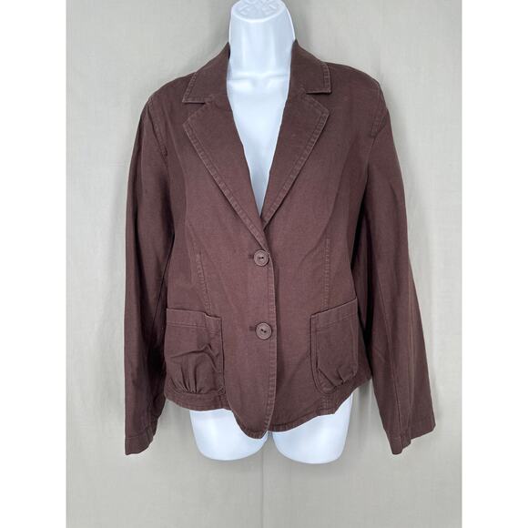 90s Vintage Blazer Womens Medium Brown Irish Linen Button Minimalist - Picture 1 of 7